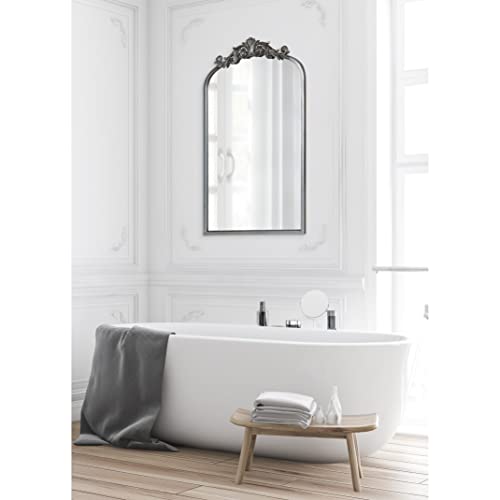 Image of Kate and Laurel Arendahl Ornate Traditional Arch Mirror; 36 x 29; Gold; Decorative Baroque Style Arched Vintage Gold Mirror with Wide Frame and Ornamental Crown