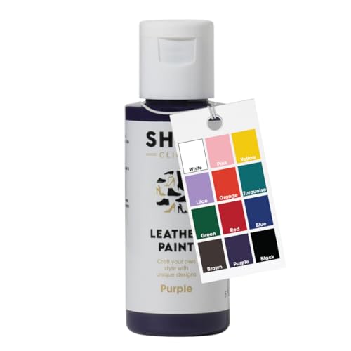 Shoe Clinic Leather Paint | Trainer, Sneaker, Shoes, Boots & Footwear Colour Painting | Quick Drying Vibrant Colours | Flexible & Permanent Shoe Paint | Scratch, Peel & Crack Resistant | (Purple) 50ml