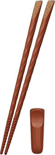 アルタ Artha すべらせん箸 (雅) 箸ケース付き 赤紅 箸ケースが箸置きに 先端の螺旋が強力 らせん形状 食洗器対応 PPS+ガラス繊維 AR0623319