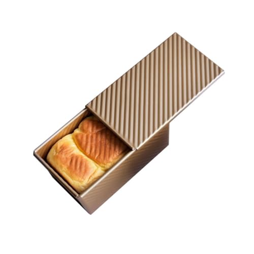 OUNONA 1Pc Non Stick Toast Mold Loaf Bakeware with Cover Golden Color Heavy Aluminized Bread Mold for Slices Bread Lovers