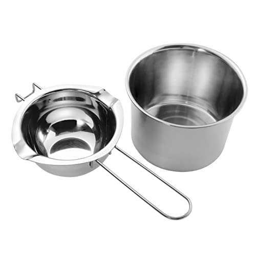 NAMOARLY Melting Pot for Chocolate Cheese 2 Pcs Stainless Steel Double Pour Spouts Heat Proof for Kitchen