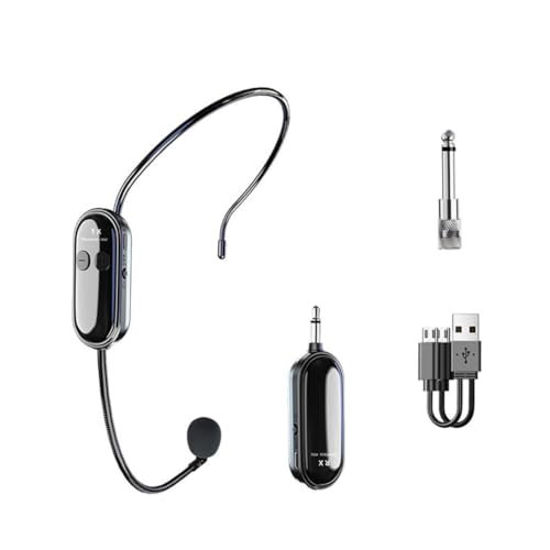 Ronlok Auriculares de micrófono inalámbrico 2,4 G con gran alcance de 30 m para amplificadores de voz, altavoces, karaoke, clases y discursos al aire libre.