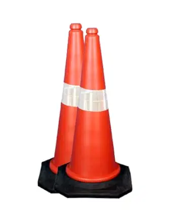 Rahul Professionals Road Traffic Cone With Reflective Strips Social Distancing Safety Cones/Dividers Light Weight Traffic Cone Red color Pack Of 2