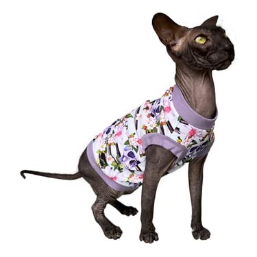 Tee-shirt chat Sphynx lilas XL pour protéger la peau sans poil