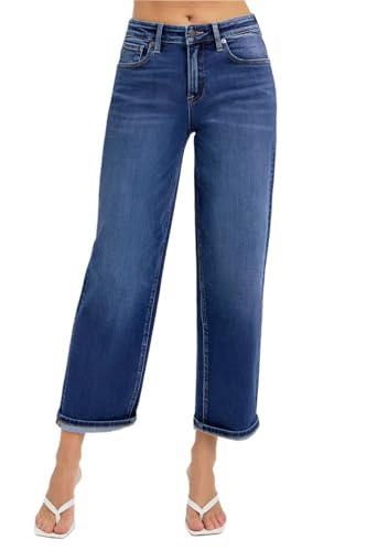 SALT TREE Risen Jeans - High Rise Crop Boyfriend Tapered Jeans - RDP5976