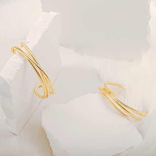 Canevinka 18K Gold Plated Cross Wire Bangle Charm Wide Bracelets Couples Love Bracelets For Women Man Minimalist Open Adjustable Layered Statement Cuff Bracelets For Women Fashion Jewelry #TOP6