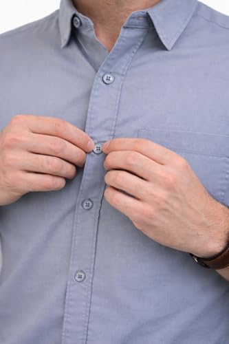 Image of Men's Solid Casual Shirt | Casual Plain Button Down Shirt for Men | Regular Fit Full Sleeves Smart Formal & Casual Wear