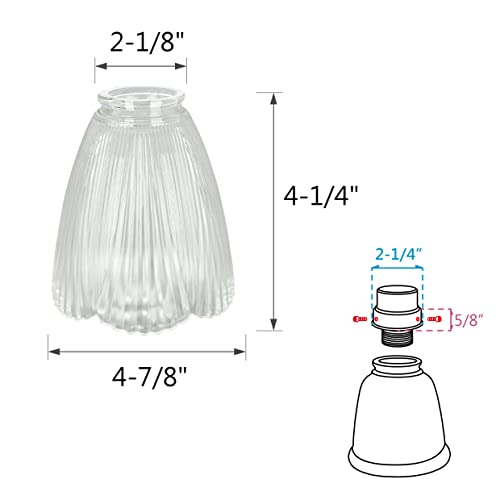 Image of Aspen Creative 23061-4A Contemporary Clear Ceiling Fan Glass Shade.2-1 /8 inchFitter.Size:4-7 /8 inchD x 5-1 /4 inchH.4Pcs /Pack