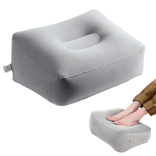 Coollooda 足置き フットレスト クッション フットレスト エアー足枕 グレー オフィス 飛行機 車中泊 旅行用 携帯簡単 折り畳み 足疲労解消 血行促進 自宅 会社 車 プレゼント 便利グッズ メンズ レディース 兼用