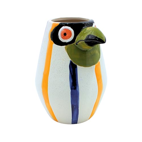 Jarrón de mesa con diseño de loro multicolor de cerámica 7