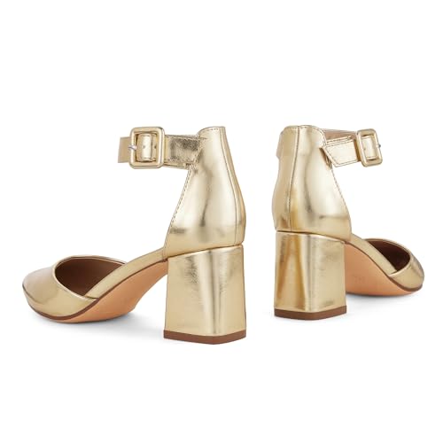 GENSHUO Women's Closed Toe Low Block Chunky Heels Pointed Toe 2 Inch Pumps with Ankle Strap Comfortable Dress Shoes for Daily Work Wedding Party4