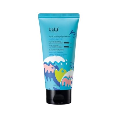 belif Aqua Bomb Hydrating Jelly Cleanser, Gentle Hydrating Face Wash, Mild Facial Cleanser,Good for Dryness, Uneven Texture, Gel-to-Foam Cleanser,For All Skin Types, Korean Skin Care Cover