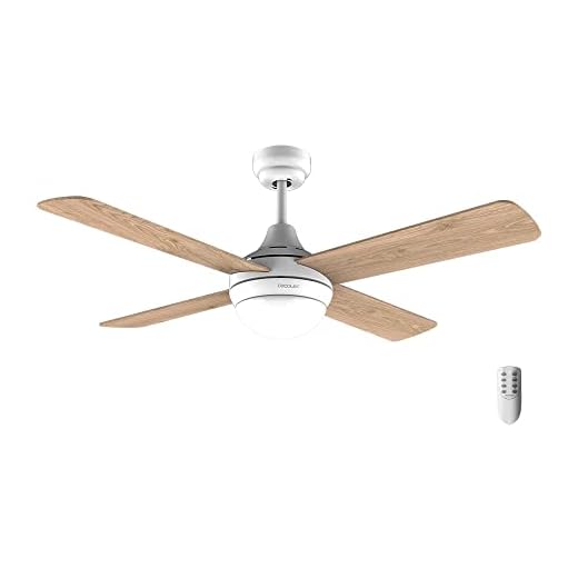 Cecotec Ventilador de Techo con Luz EnergySilence Aero 4250 DC Fresh. 40 W, Motor DC, Diámetro 42”con 4 Aspas Reversibles, Luz LED, Mando a distancia, Temporizador, 6 Velocidades