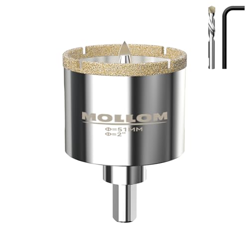 Image of MOLLOM 2 inch (51mm) Diamond Hole Saw with 2 Pilot Drill Bit