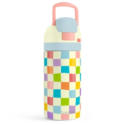 Image of Checkered Kids Insulated Stainless Steel Water Bottle 16 Oz, Travel Tumbler for School, Sports for Girls, Birthday, Back To School