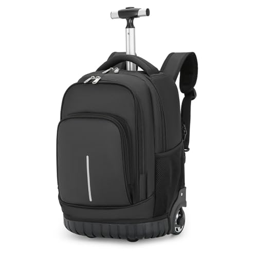 Boniffyy Sac Dos roulettes 18 Pouces avec 2 Roues Valise 2 en 1 Trolley Résistantvoyage Homme Grande Femmes Capacité Sac à Dos PC Portable Imperméable avec Sac à Dos Affaires Scolaire Collège (Noir)