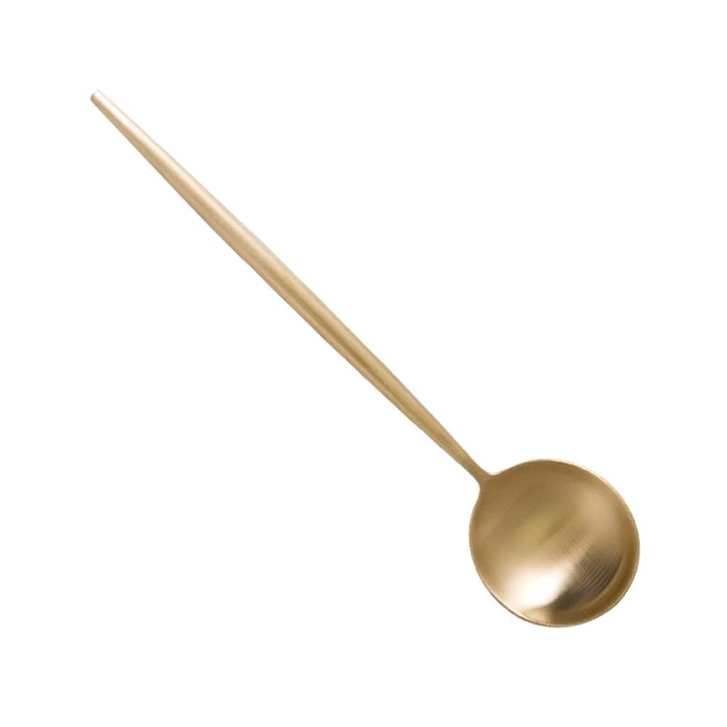 NGDFGR The Spoon,Set Of 10 Gravy Ladle,Stainless Steel Colored Iced Tea Spoons Coffee Spoons Cold Drink Spoon Long Tablespoon Soup Spoons/Blackaa/B,Gold-B