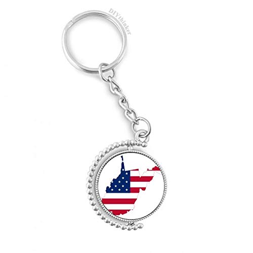 Drapeau rotatif Virginia West anneau porte-clés étoiles stripes keyholder multicolore 1,2x3,5 pouces