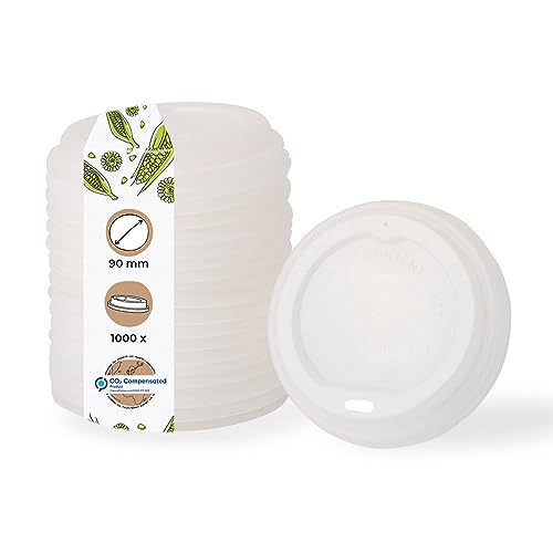 Couvercle gobelet café à emporter biodégradable compostable CPLA blanc 90mm pour paille