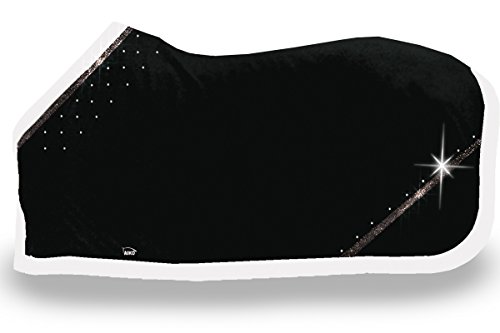 Protège-étriers Aiko Shine Bright - Polaire Noire Avec Bande Scintillante - Pour Selle D'équitation - Taille 21x24 Cm
