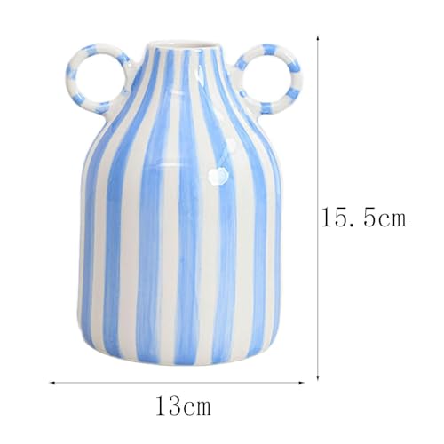 Image of Creations Decorative Flower Vase Photo Prop Porcelain Vase for Garden Entryway Farmhouse Blue White StripesHome & Garden|Home D?Cor|Vases