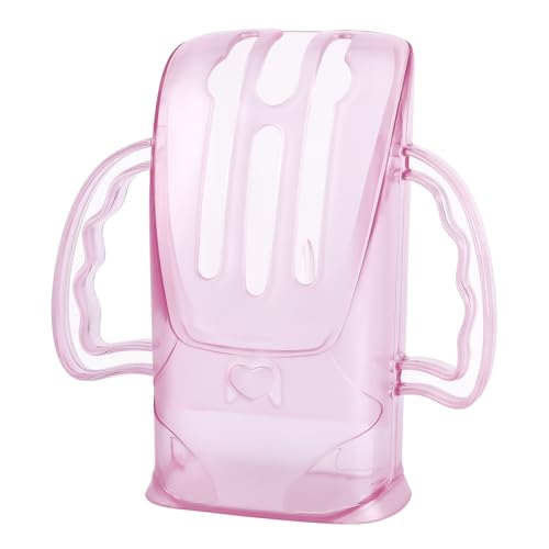 Image of SHUNTING Squeeze Proof Holder for Food Pouches & Drink Boxes, Universal Multipurpose Design, Baby Pouch Holder Makes Baby More Fond of Self-Feeding and Prevent Messes, Easy Grasping Handles (Pink)