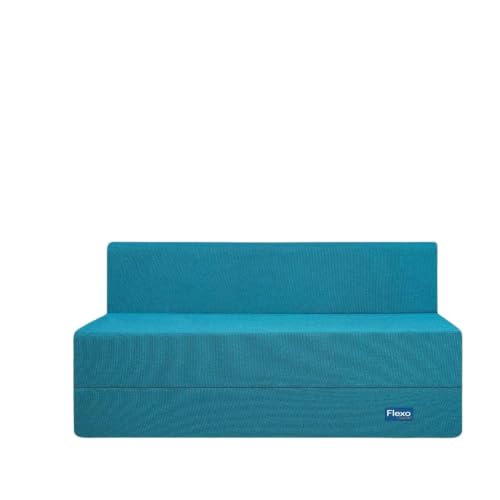 Image of Starlon 3 Seater Sofa Cum Bed Foldable 3-in-1 Sofa Bed with 1 Year Warranty, Washable Jute Fabric Cover | Aqua Teal 6x6.5 Ft
