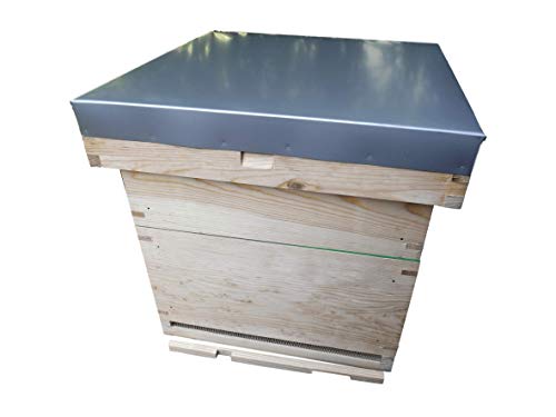 Beehive with One Super - British National - Solid Pine - Open Mesh Floor with removable Varroa Tray