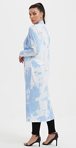 Image of Women's Floor Length Drape Sweater Cardigan -Lightweight Long Sleeve Open Front Maxi Duster with Pockets