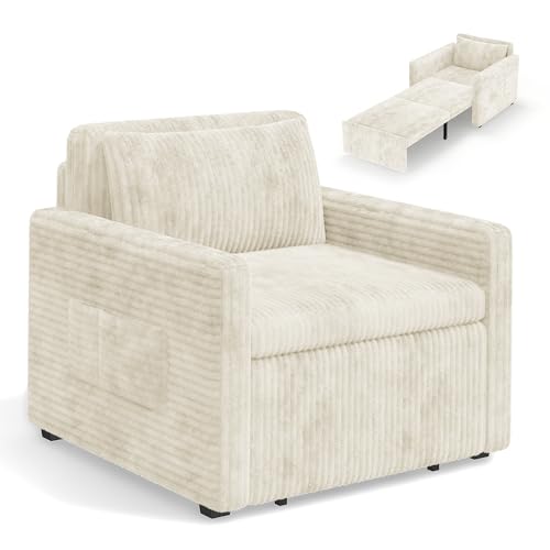 Xbro Fauteuil-Lit Extensible 3 en 1, Convertible en Lit, Idéal pour Studios, Petites Chambres Et Chambre D’Amis. Velours Côtelé Doux, Gain De Place....