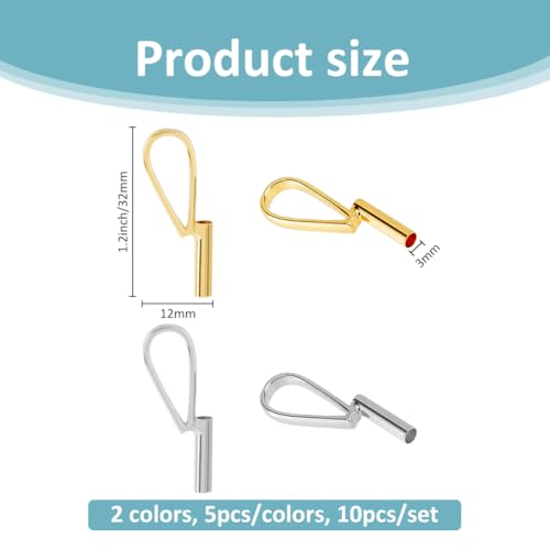 Image of SUPERFINDINGS 10Pcs 2 Colors Vertical Pin to Pendant Brooch Pendant Converters Alloy Brooch Pin to Necklace Keychain Converters Tube Design with Bail Convert for Necklace Keychain Hair Rope