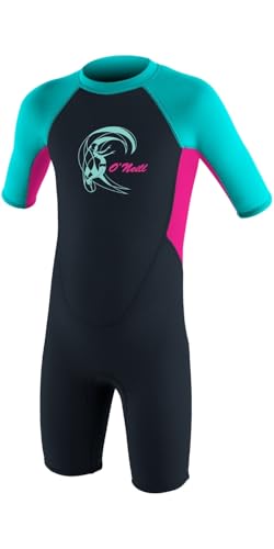 O'Neill Kleinkind - Neoprenanzug Toddler Reactor-2 2mm Back Zip S/S Spring - Girls, Farbe:Slate/Berry/Light Aqua, Groesse:1