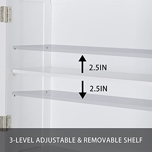 Veikous Over The Toilet Storage Organizer And Small Freestanding Cabinet W/Adjustable Shelf & Storage Rack, Bathroom Space Saver, White #TOP3