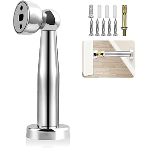 Magnetic Door Stop, Chrome Magnetic Door Stopper Stainless Steel Door Holder Catch 7 Inch Tall Doorstop Floor Wall Mounted Heavy Duty Door Stoppers, 1 Pack Cover