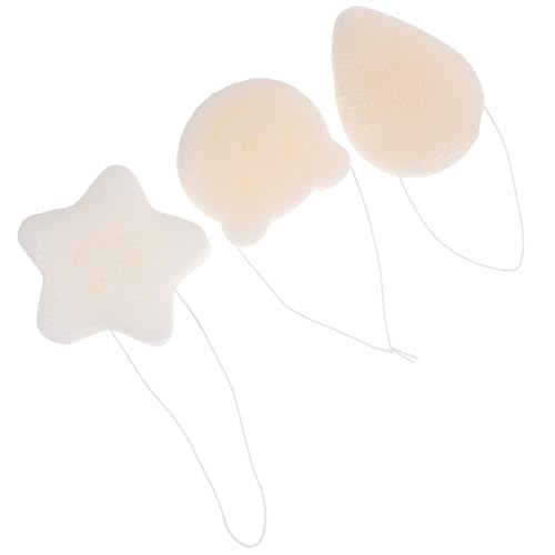 Ciieeo Esponjas Faciales Exfoliantes Cara y Cuerpo 3 Piezas, Esponja de Natural en Formas de Estrella, Oso y Gota, Suaves y Portátiles para Limpieza y Cuidado Facial Diaria