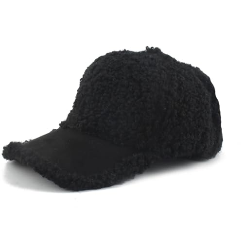 Adjustable Warm Winter Cap Lamb Wool Baseball Cap Women Girls Solid Hip Hop Cap Outdoor