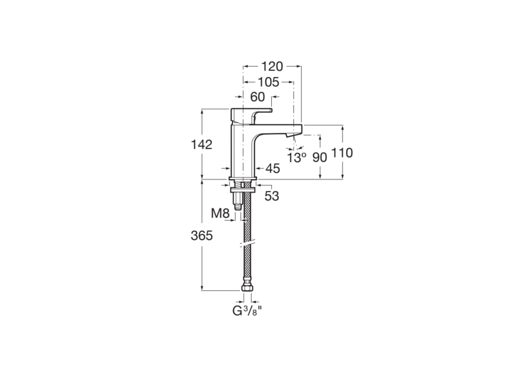 Roca,L90,Grifería monomando compacto para lavabo con desagüe click-clack y cuerpo liso, Cold Start,A5A3B01C00