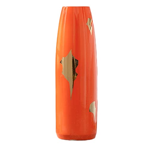 Maceteros Jarrón de Lujo con luz Naranja, jarrón de Suelo for Sala de Estar/Armario de TV, Flores secas, decoración de cerámica, Adornos, Arte Floral HUYP (Color : 100)