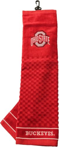 Image of Team Golf NCAA Ohio State Buckeyes Embroidered Golf Towel Embroidered Golf-Towel, Checkered Scrubber Design, Embroidered-Logo (Pack of 6)