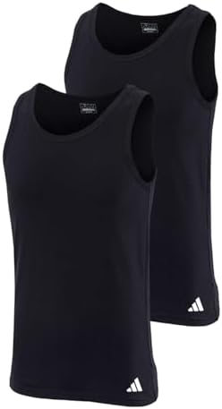Adidas Men's 2 Pack Active Flex Cotton Tank Top Vest, Black, X-Large