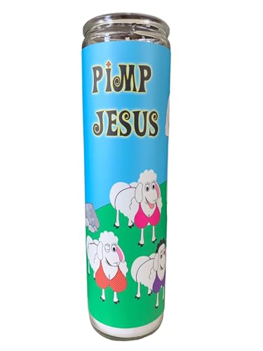 Generic Pimp Jesus Prayer Candle - Pimp Jesus Loves His Flock - Novelty Gifts - Gag Gift for Celebration, Birthday, Housewarming, Prayer, or just Plain Fun, White