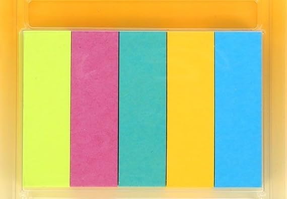 Image of Writable Transparent Sticky Tabs - 5 Color Repositionable Page Markers & Book Flags for Documents, Reports, Planners, Office and School Supplies 2 Pack (4)