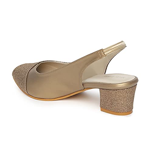 Image of Marc Loire Women's Slip On Shimmer Peep Toes Block Heel Fashion Sandals for Casual, Outdoor, Party and Holidays