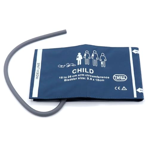 skmeditec Blood Pressure PU Cuff with 60cm Single Tube for Pediatric Child 18-26 cm, Reusable Replacement NIBP Cuff with Inner Airbag for BP Monitor Machine, No Connector