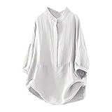 TONSEE Women Tops Summer, Casual Loose Fit Stand Collar Tshirt Trendy Solid Comfy Blouses Tees Long Sleeve Shirt
