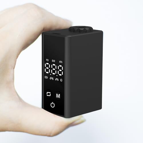 Bike Pump with Gauge, 120 PSI Bicycle Pump, Mini Bike Tire Pump & Bike Air Pump Portable, Electric Bike Pump with Presta and Schrader Valve for City Bike, Road Bike, Ebike, Mountain Bike & Motorcycle