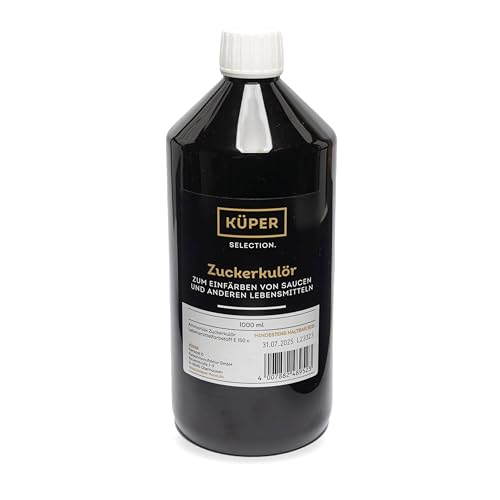 Küper Gourmet Zuckerkulör – 1000 ml - flüssige Lebensmittelfarbe braun - Zuckercouleur für Soßen, Dressings oder süße Saucen – dunkler Zucker Couleur