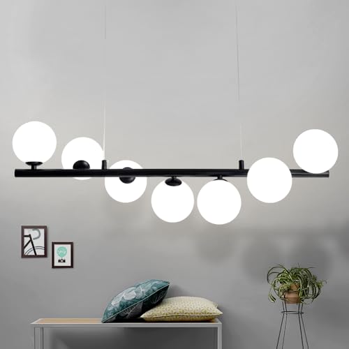 DELIPUSHI Lustres modernos para sala de jantar, lustre linear de 7 luzes para sala de jantar, lustre