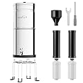 OEMIRY 2.25G Gravity-Fed Water Filter System, NSF/ANSI Standard, 304 Stainless Steel System with 2 Carbon Filters, 2 Fluoride Filters and Stand, Reduce 99% Chlorine, Lead and Fluoride