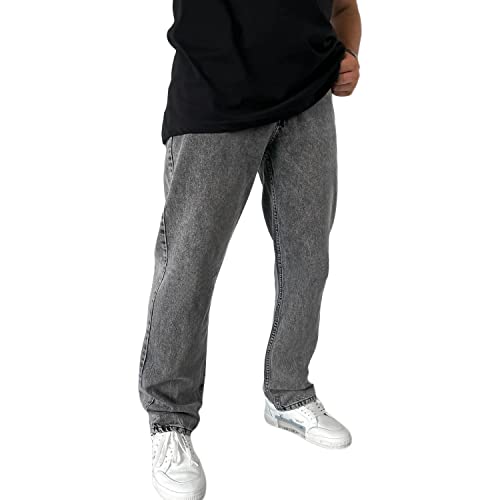 HBER Men's Loose Straight Leg Jeans Bootcut Comfort Stretch Jean Wide-Leg Denim Pants Trousers